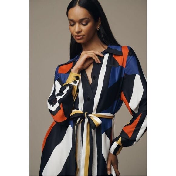 Farm Rio Amanda Stripe Chemise Midi Shirt Dress - Picture 3 of 9